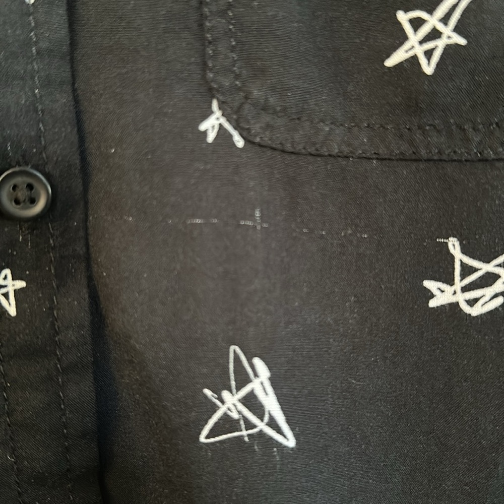Black Button Up with Star Print - Picture 2 of 5